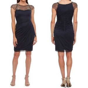 DJ-Jaz Sequins Embellished Navy Blue Sheath Dress, Size 16 Evening Cocktail